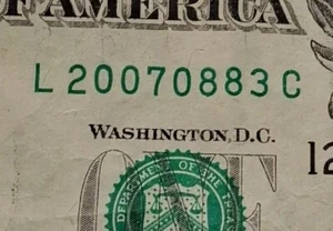 2007 Birthday Anniversary Year Fancy Serial Number 20070883 $1 One Dollar Bill - Picture 1 of 5