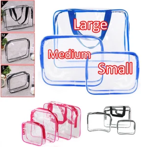 3 Stck. Kosmetik Make-up Toilettenartikel Klar PVC Reise Reißverschluss Waschtasche Etui Set - Bild 1 von 4