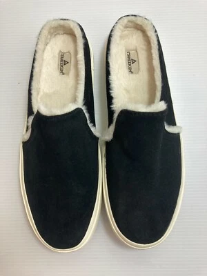 Zapatilla deportiva para mujer Staheekum Camp Mule cuero genuino piel gamuza sin cordones negra  Foto 1 de 3