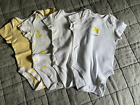 M&S 4 bodysuit bundle yellow white duckling Friday Saturday 18-24m short-sleeve