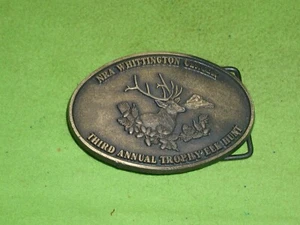 VINTAGE PREOWNED OEM NRA WHITTINGTON CENTER 3RD ANNUAL TROPHY ELK HUNT BUCKLE - Picture 1 of 2