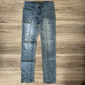 Joe's Girls Blue Jeans size 12 Braided Front Pockets Skinny Straight Leg - Picture 1 of 10