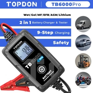 TOPDON TB6000Pro 6Amp 2-in-1 Smart Car Battery Charger & Battery Tester 6V/12V - Picture 1 of 15