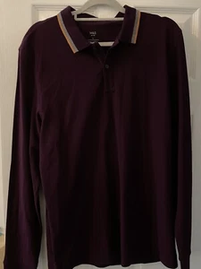 M & S Mens Plum Mix Long Sleeve 100% Cotton Large - Picture 1 of 6