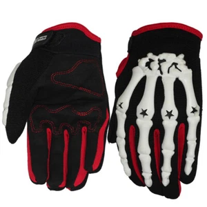 Biker Skeleton Bone Gloves Racing Cycling Motorcycle Full Finger Riding Gloves - Picture 1 of 23