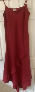 Paul Berman Linen Dark Red Dress, Brand New without Tags, Size 14 - Picture 1 of 10