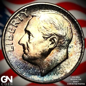 PRECIOSO COLOR! Moneda de diez centavos S Roosevelt 1949 Q5326 - Imagen 1 de 2