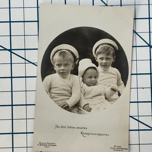 RPPC 1910 Vintage German Postcard Featuring Three Sons of the Crown Prince - Picture 1 of 3