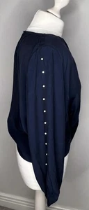 New with Tags! Women’s Ladies navy blue long sleeve pearl top Zara medium UK 10 - Picture 1 of 5