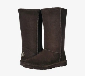 WOMENS BEARPAW Elle TALL 12" SUEDE BOOTS Dark Brown Brand New Size 9 - Picture 1 of 7