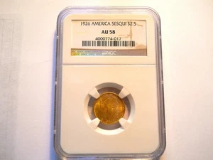 1926 Gold $2.50 America Sesquicentennial Coin NGC AU-58 - Picture 1 of 4