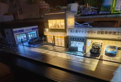G-FANS, MORE ART, NUEIOVRW 1:64 Diorama Parkplatz Modell LED Lichit Diecast Garage Modell Display Case DE