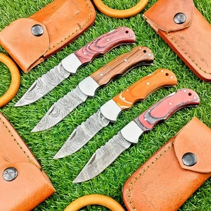 LOTTO DI 4 PEZZI! Coltello pieghevole tascabile damascato premium fatto a mano BACK LOCK, TN-9040 - Foto 1 di 10