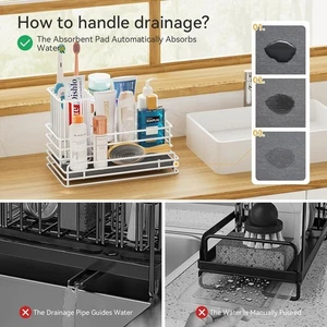 Kitchen Sink Caddy: Sink Sponge with Instant Drying Stone, Metal Stainless Steel - Picture 1 of 6