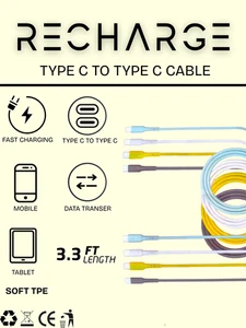 Fast charge Type C to C USB C High Quality charging data transfer Cable 3.3 Ft - Picture 1 of 6