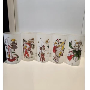 5 vasos Highball vintage de los años 50 Gay Fad Studios Christmas Angels - Imagen 1 de 7