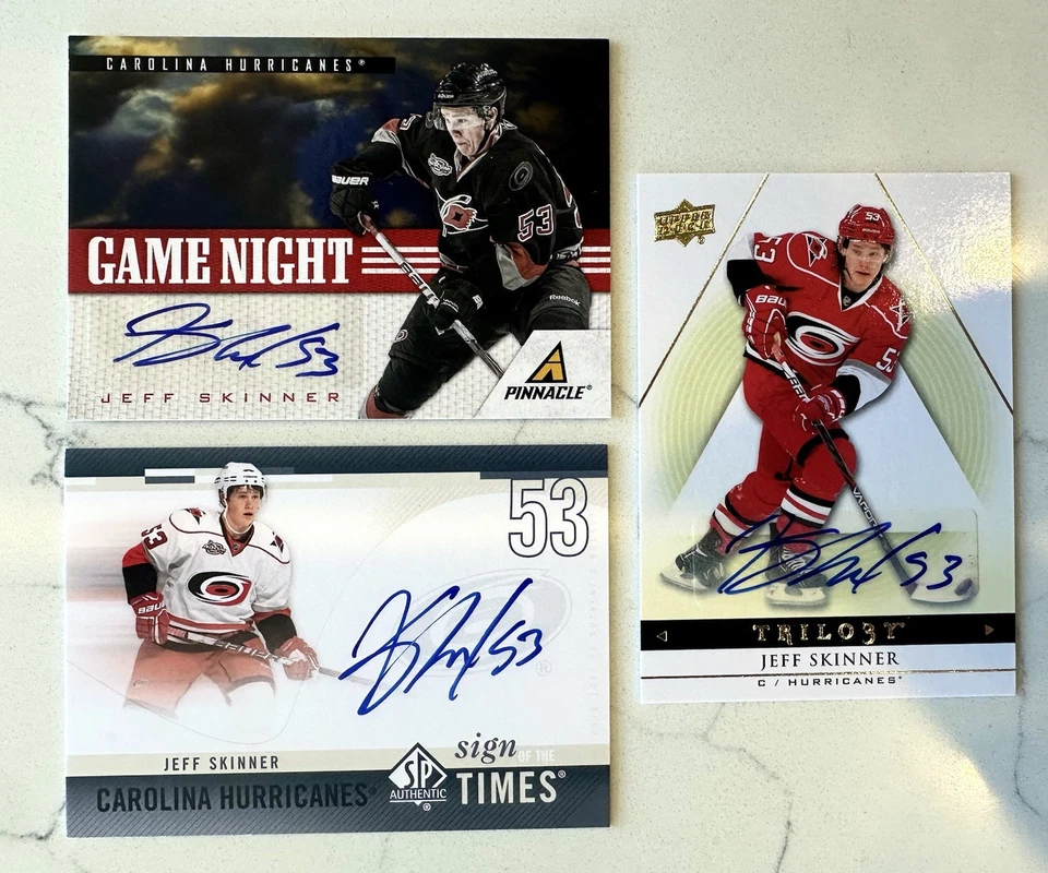 (3) JEFF SKINNER Autos🔥SP Authentic Sign Trilogy Pinnacle Game Night Signatures - Image 1 of 2