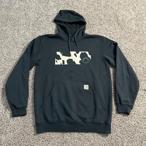 Carhartt Hoodie Mens Medium Loose Fit Cow Print Nebraska Pullover Sweatshirt - Picture 1 of 7