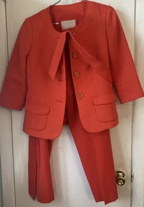 Banana Republic Women's Orange Belted Textured Jacket Size 4 Matching Avery Pant - Picture 1 of 14