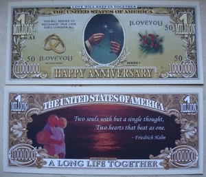 SEGNALIBRO banconota DOLLARO matrimonio anniverario san valentino amore regalo - Imagen 1 de 1