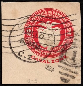Canal Zone Postal Stationery Scott #U5 Cut Square - 2 Cents Carmine Coat of Arms - Picture 1 of 1