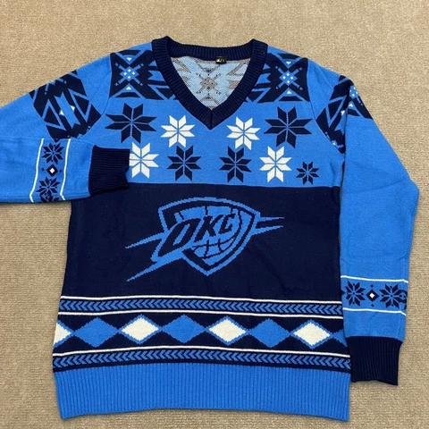 Oklahoma City Thunder NBA Ugly Christmas Sweater Women's Size Large Cover