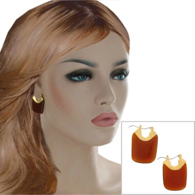 Pendientes perforados rectangulares imitación tortuga lucita mármol 1,25" Foto 1 de 3