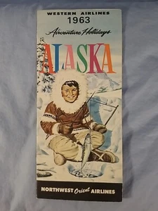 Vtg 1963 Western Northwest Orient Airlines Advertising Tours Brochure ALASKA - Picture 1 of 8