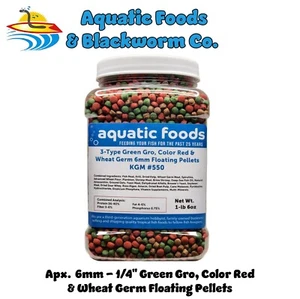 3-Type Green Gro, Color Red & Wheat Germ Floating 6mm Pellets. KGM-550 - Picture 1 of 10