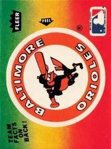 Pegatinas con logotipo del equipo de béisbol Fleer (1983-1986) con estadísticas - ORIOLES DE BALTIMORE - Imagen 1 de 2
