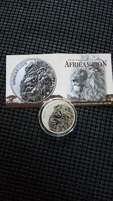 African Lion 2018 Republic of Chad 1 oz Silver Fr 5,000 Coin w/ COA - Image 1 of 4