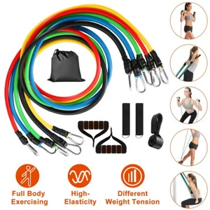 11PCS Resistance Exercise Band Set Yoga Pilates Abs Fitness Tube Workout Bands - Foto 1 di 7