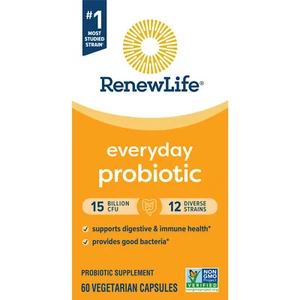 RENEW LIFE Everyday Probiotic, 60 Vegetarian Capsules, 15 Billion CFU 12 Strains - Picture 1 of 4