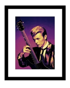 David Bowie 8x10 photo print with Guitar in psychedelic color Space Oddity - Picture 1 of 2