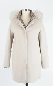 $3,450 Moorer Natural Icery Fur Hood Down Jacket SZ 42 Beige 2in1 MINT - Picture 1 of 13