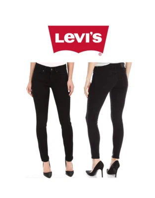 Levis Womens Jeans Mid Rise Skinny Leg Black Stretch Slim ZipFly Denim 845400039 - Image 1 of 4