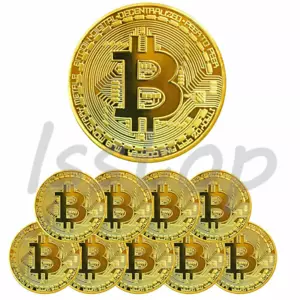 10Pcs Physical Bitcoin Coins Commemorative Gold Plated Bit Coin Collectible US - Picture 1 of 6