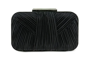 Sondra Roberts Pleated Convertible Clutch Black Silver - Picture 1 of 5