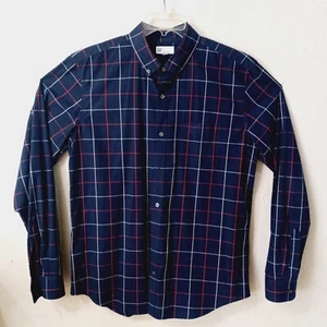 Camisa con botones Gap para hombre talla L azul a cuadros algodón informal bolsillo preppy 5465 - Imagen 1 de 7