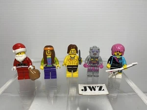 Genuine Lego Mini Figure Series - Rocker Girl, Santa, Lady robot - Bundle x5 - Picture 1 of 8