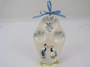 Vintage Dutch Ceramic Spoon Rest Wall Hang Couple Kissing Windmill Enesco E-6935 - Picture 1 of 6
