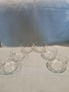 Vintage Arcoroc Set Of 6 Thumbprint Fruit Dessert Starter Clear Glass Bowl Dish - Picture 1 of 6