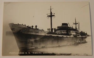 Portugal Steamship Steamer RIBEIRA GRANDE real photo postcard RPPC - Picture 1 of 2