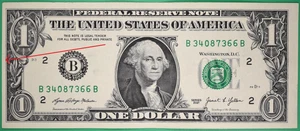 OFF-CENTER CUT - LEFT EDGE - US One Dollar Note Series 2021 34087366 - Picture 1 of 3
