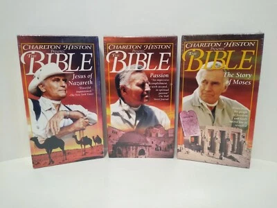 Charlton Heston Presents: The Bible - lot of 3 VHS Tapes NEW! 1993 Goodtimes - Image 1 of 4