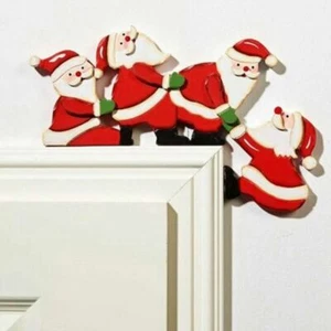 Christmas Door Frame Decoration Santa Claus Christmas Elk Wooden Decoration UK - Picture 1 of 11
