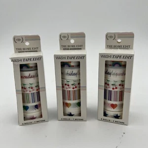 Lot 3 The Home Edit Washi Tape, 6 Rolls, 18 Totoal. Hearts, Rainbows, Stars Etc. - Picture 1 of 4