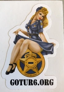 WWII Bomber GotUr6 LEO Pinup girl 2x3 sticker. Aircraft Nose art GotUr6.org - Picture 1 of 6