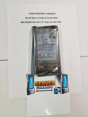 - New Sealed Bag- IBM 44W2264 44W2265 300GB10K 6GBPS 2.5 SAS HS SED HDD--44W2268 - Image 1 of 2