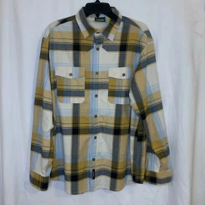 Cabelas creme braun kariert Flanell Button Down Herren Hemd Langarm Large - Bild 1 von 6